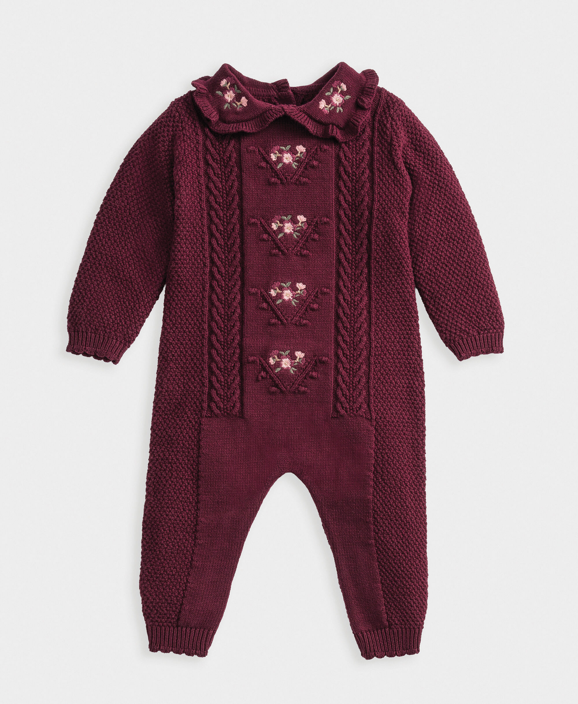 Burgendy Soft Knit Romper image number 4