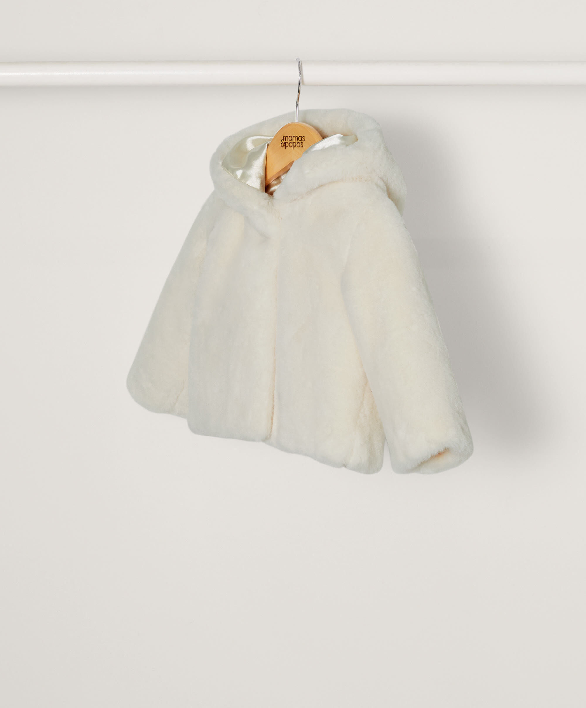 Cream Faux Fur Coat image number 1