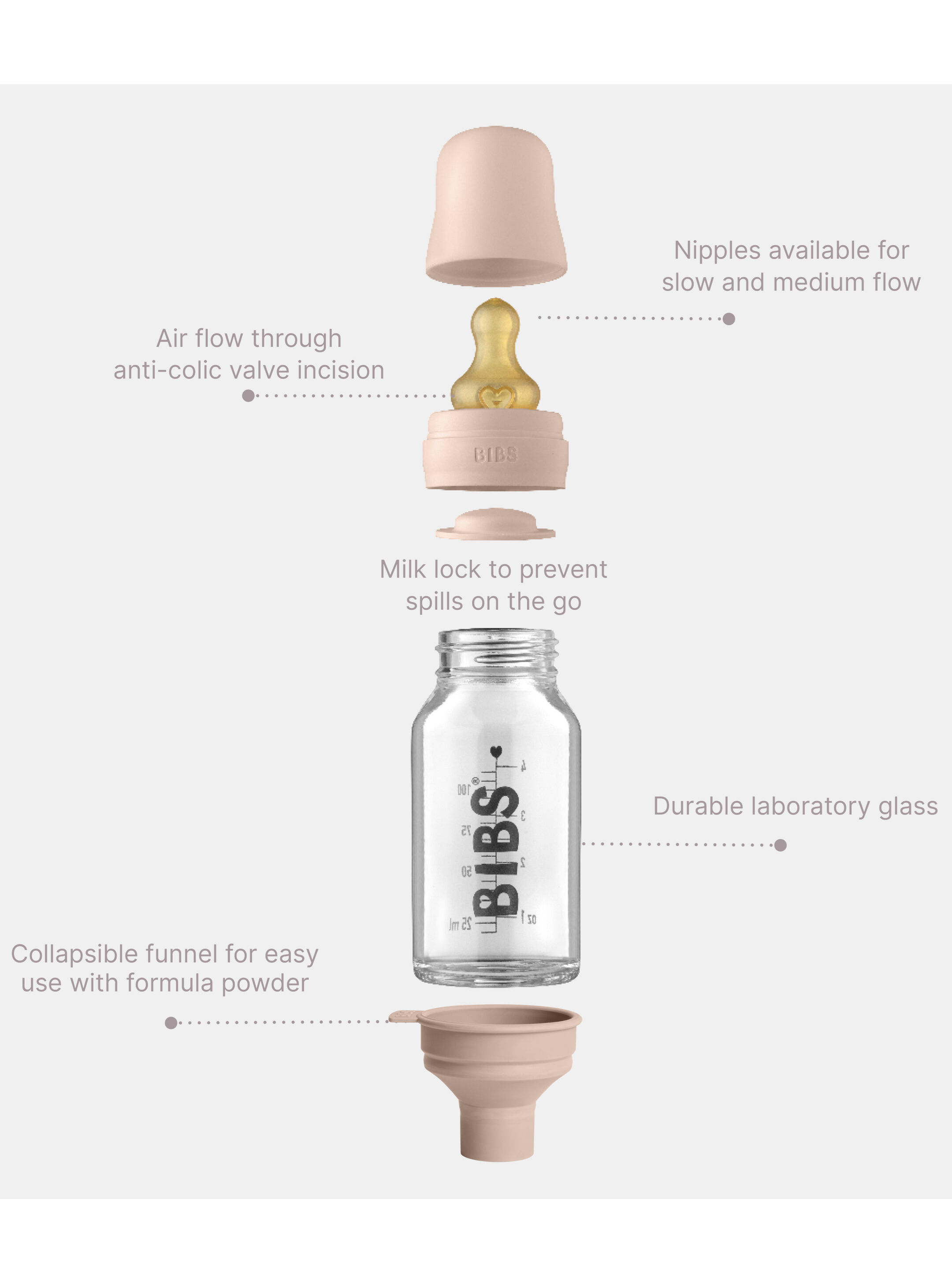 Bibs Baby Glass Bottle - Blush (110 ml) image number 4