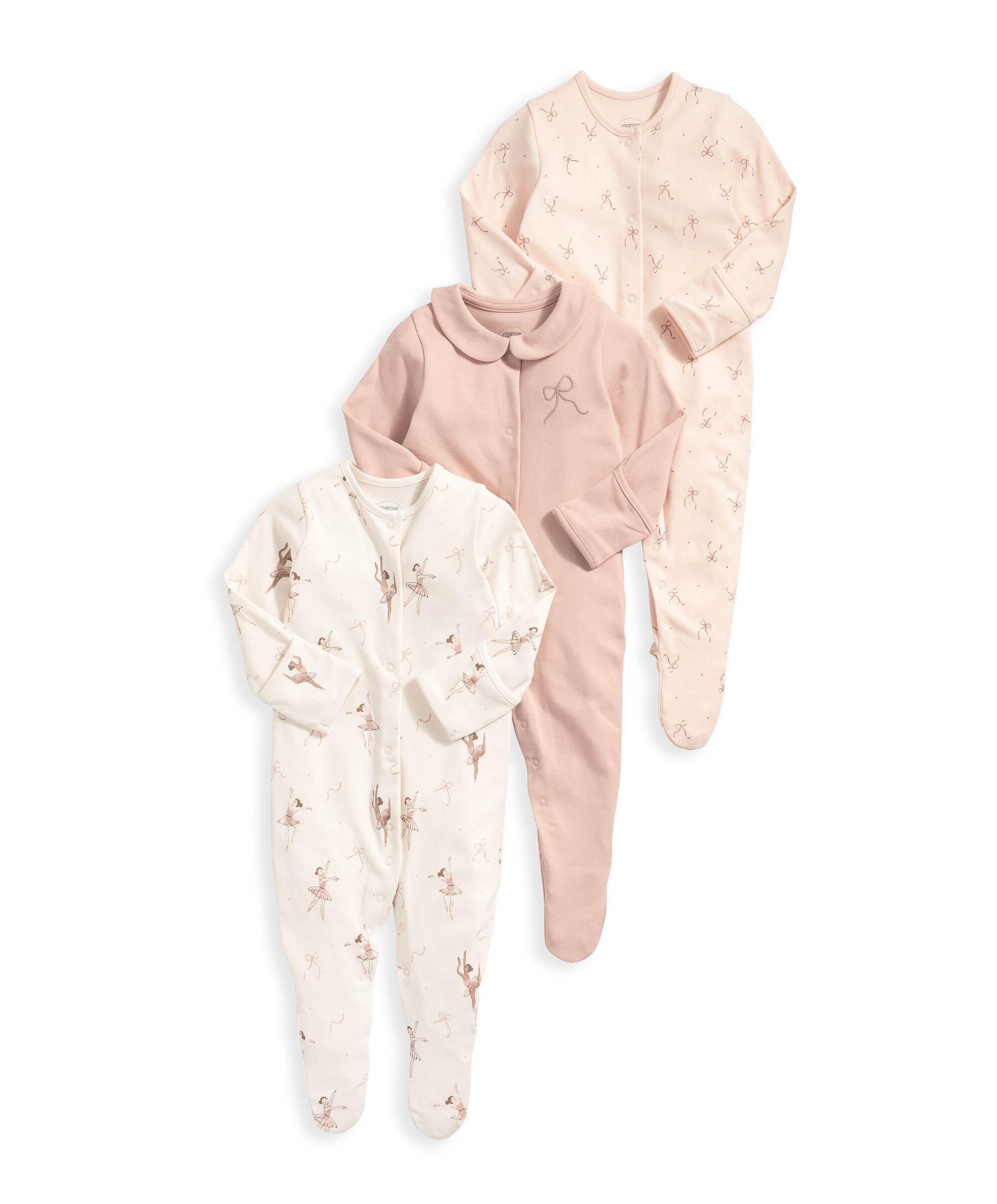 Ballerina Sleepsuits (Set of 3) - Pink image number 2