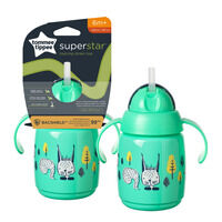 Tommee Tippee Babies Superstar Sippee Training Cup Sippy Straw Bottle, 300ml 6M+ image number 1