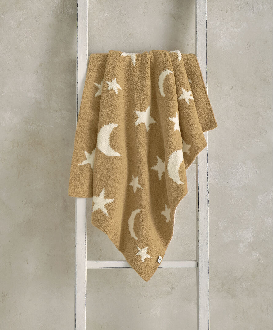 Chenille Blanket - Mustard Moon/Star image number 1