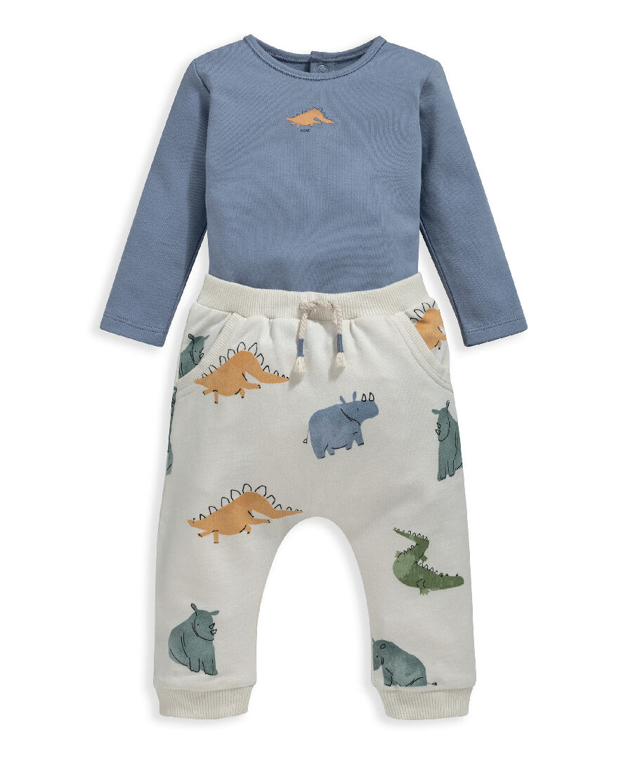 2 Piece Dino Print Wrap Front Bodysuit image number 1