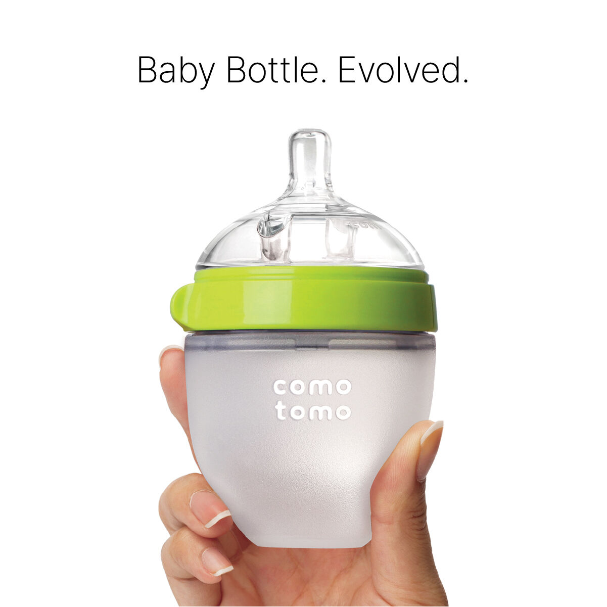 Comotomo Natural Feel Baby Feeding Bottle Green & White - 150 ml image number 2