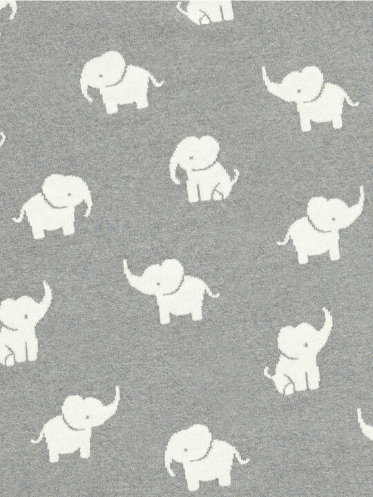 Welcome To The World Knitted Elephant Blanket - Grey image number 4