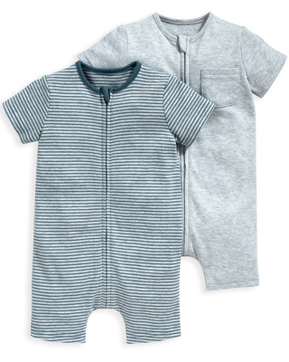 2 Pack Blue Rompers
