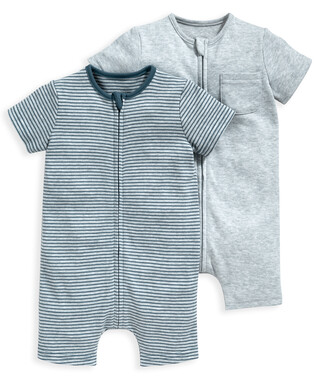 2 Pack Blue Rompers