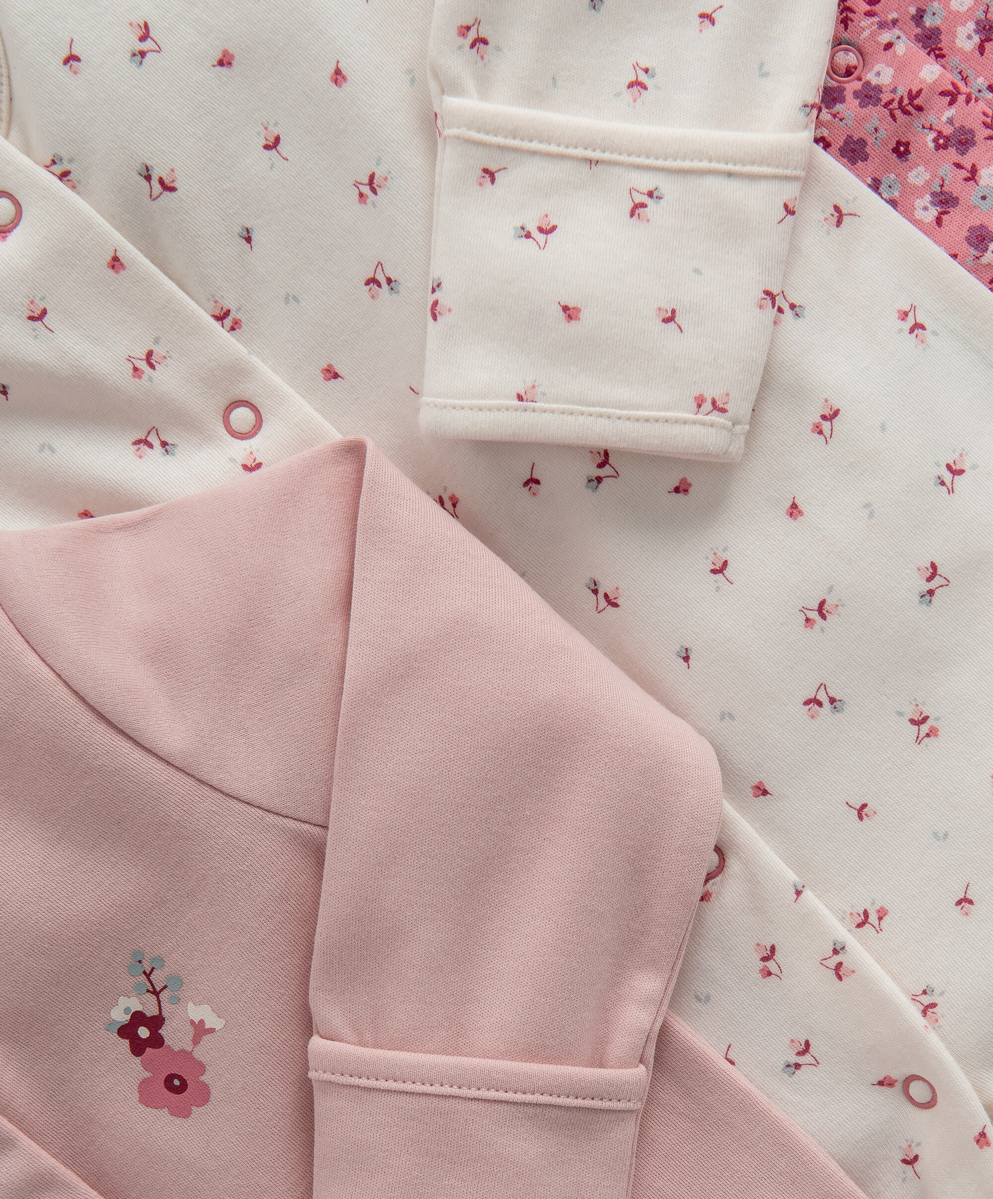 Warm Floral Sleepsuits - 3 Pack image number 2