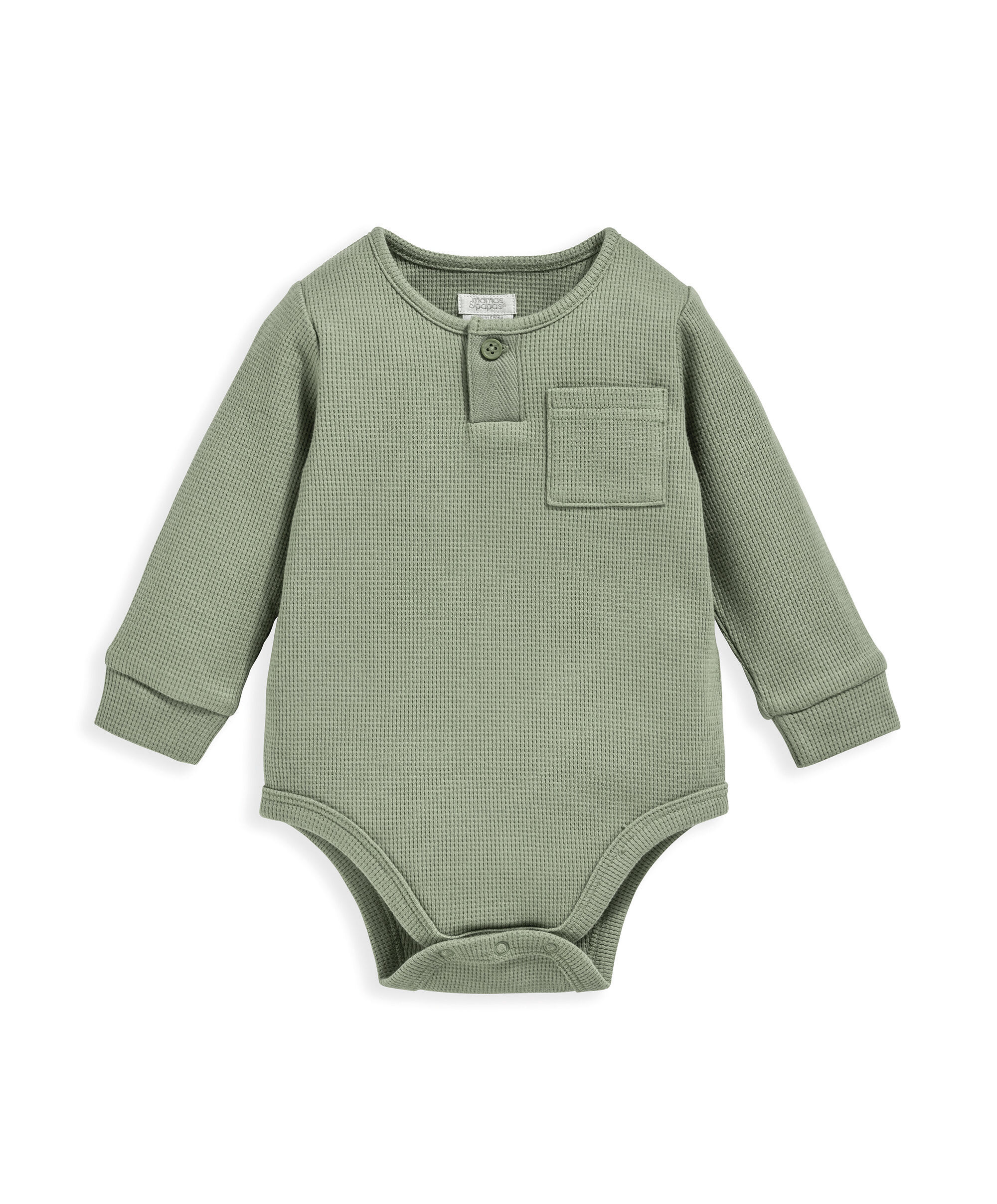 Green Waffle Button Bodysuit image number 2