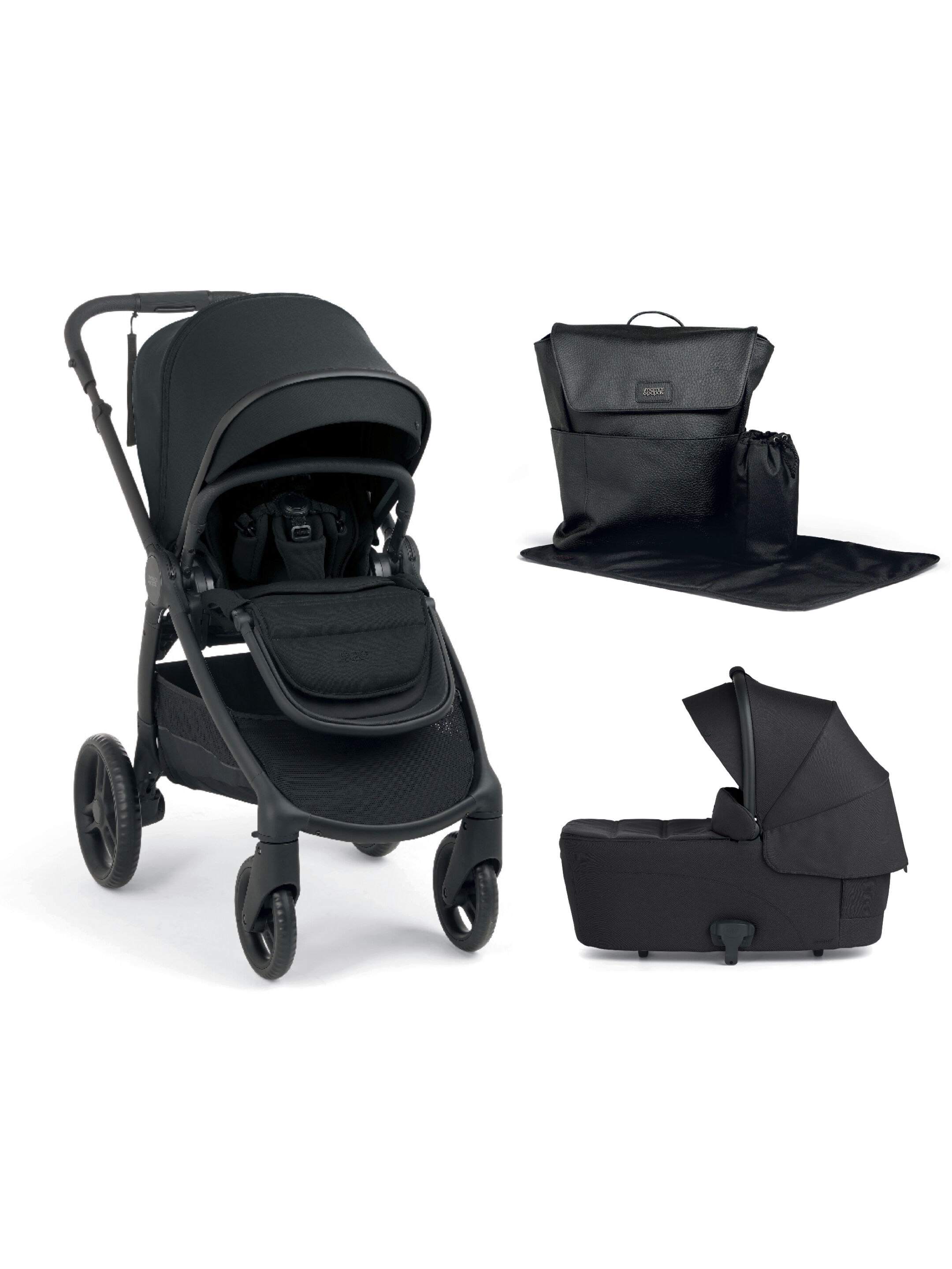 Ocarro 2 Pushchair and Carrycot Bundle with Adjustable Changing Backpack (3Pieces) - Eclipse