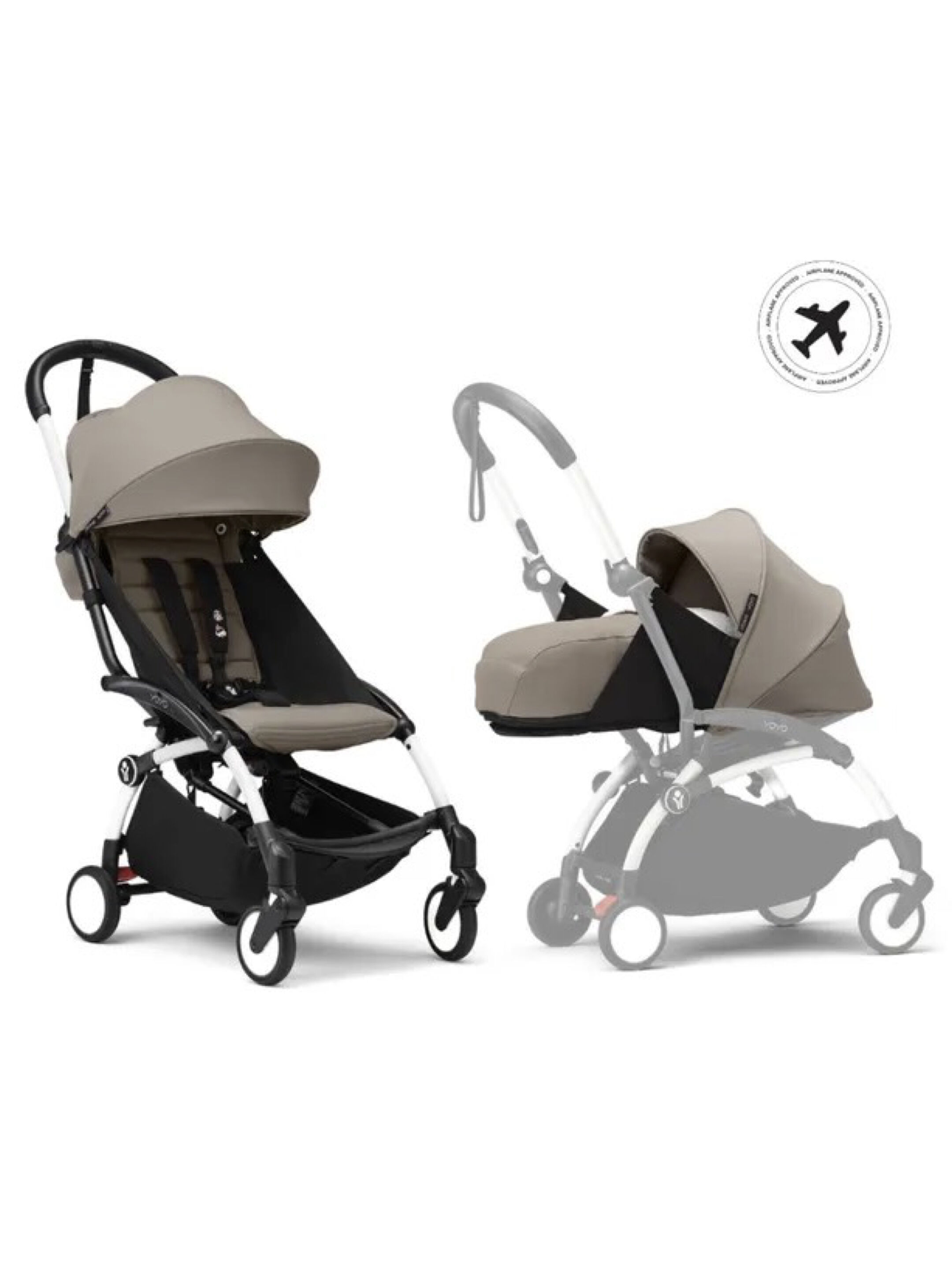 Stokke YOYO3 Full Stroller with White Frame, 0+ Newborn and 6+ Color Pack - Aqua (3 pieces)