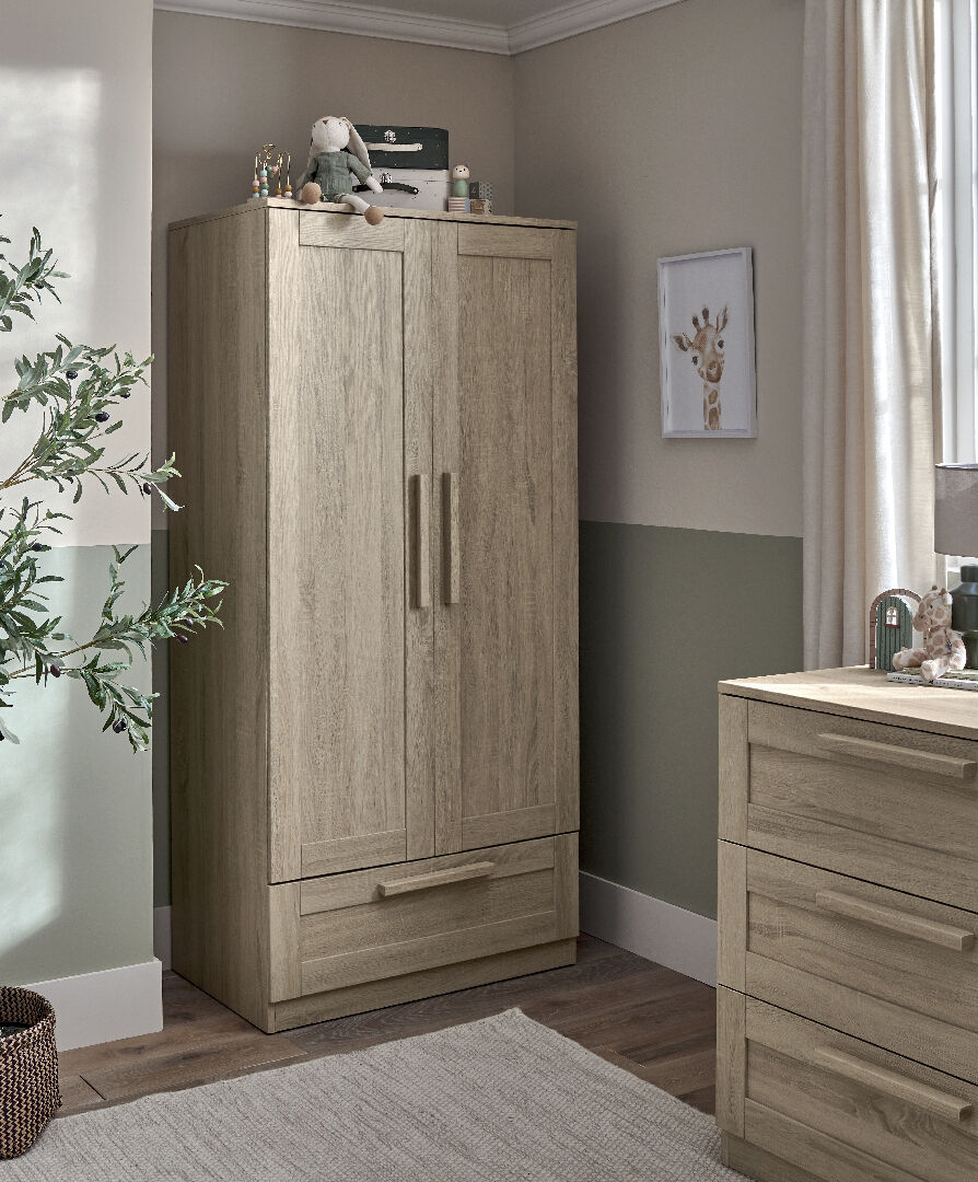 Atlas 3 Piece Cotbed Set with Dresser Changer and Wardrobe- Light Oak image number 7