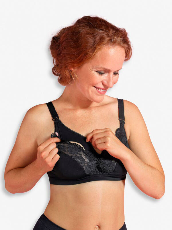 Cariwell Lace Maternity & Nursing Bra-V Black image number 2