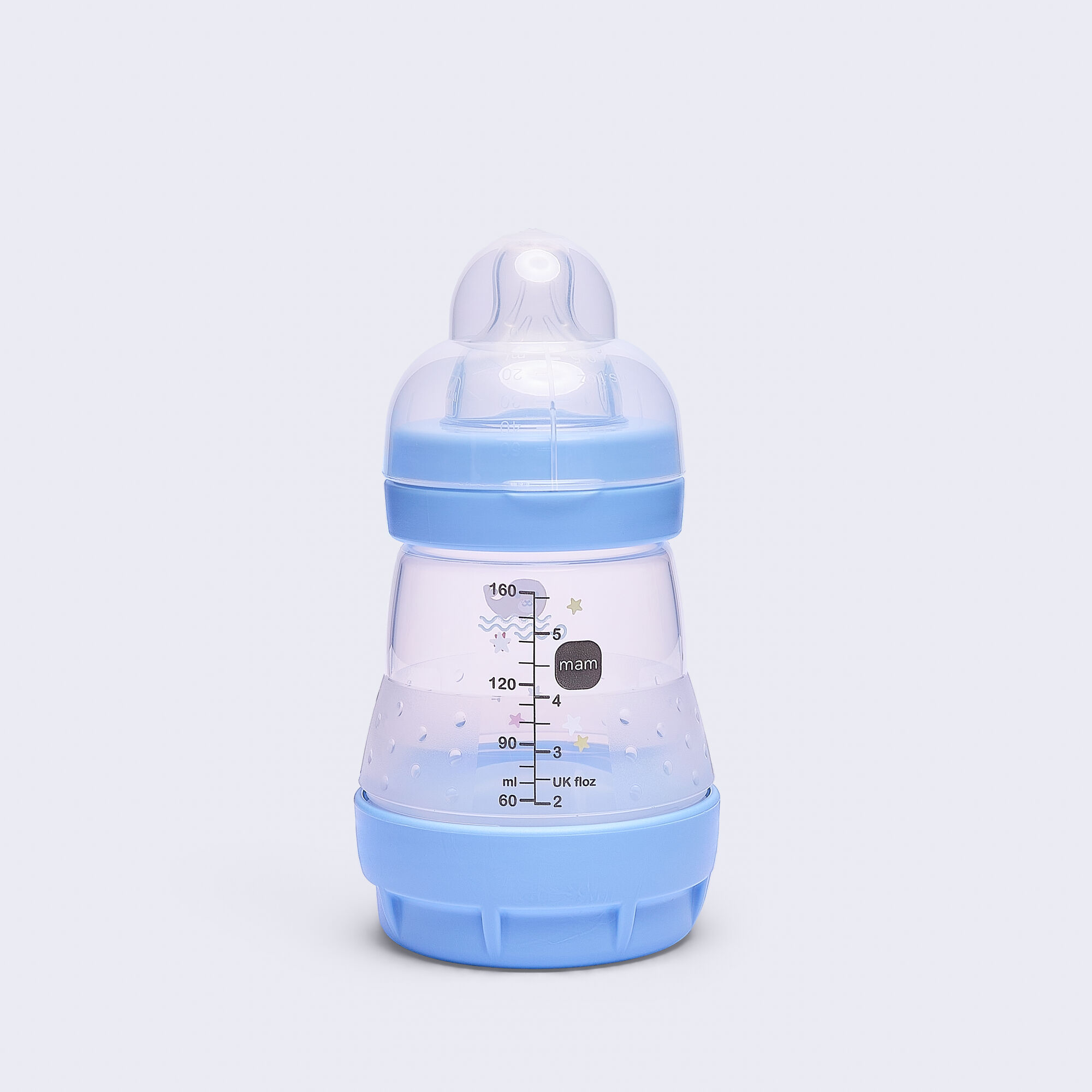 Mam Baby Easy Start Anticolic Silicone Bottle - 0 M+ | Sealife Blue - 160 Ml -  Pack of 1 image number 1