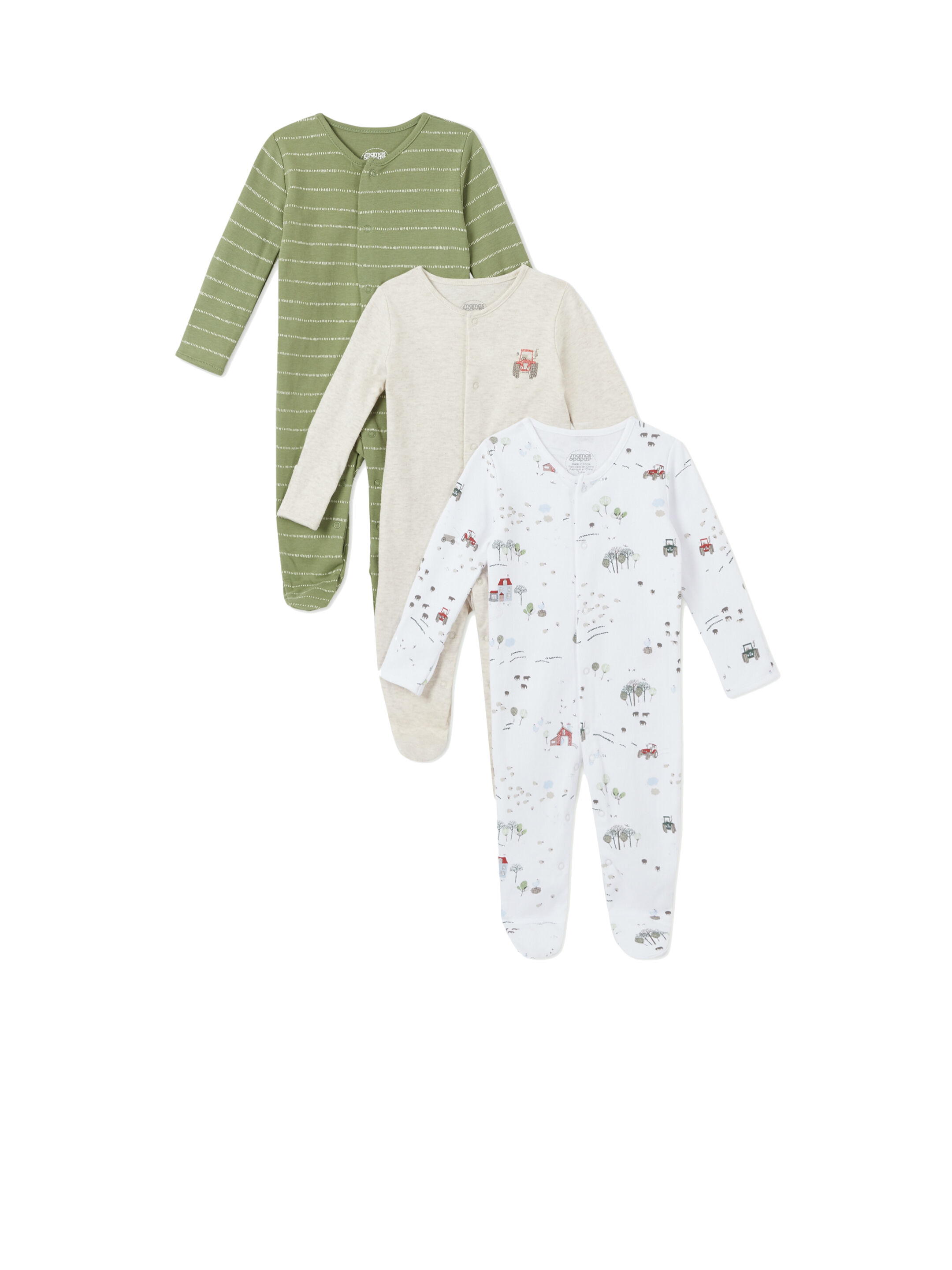 Tractor Sleepsuits 3 Pack image number 1