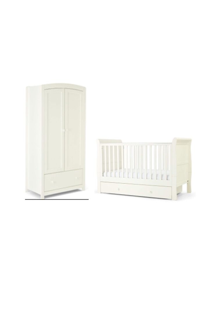 Mia 2 Piece Cotbed Set with Wardrobe- White image number 1