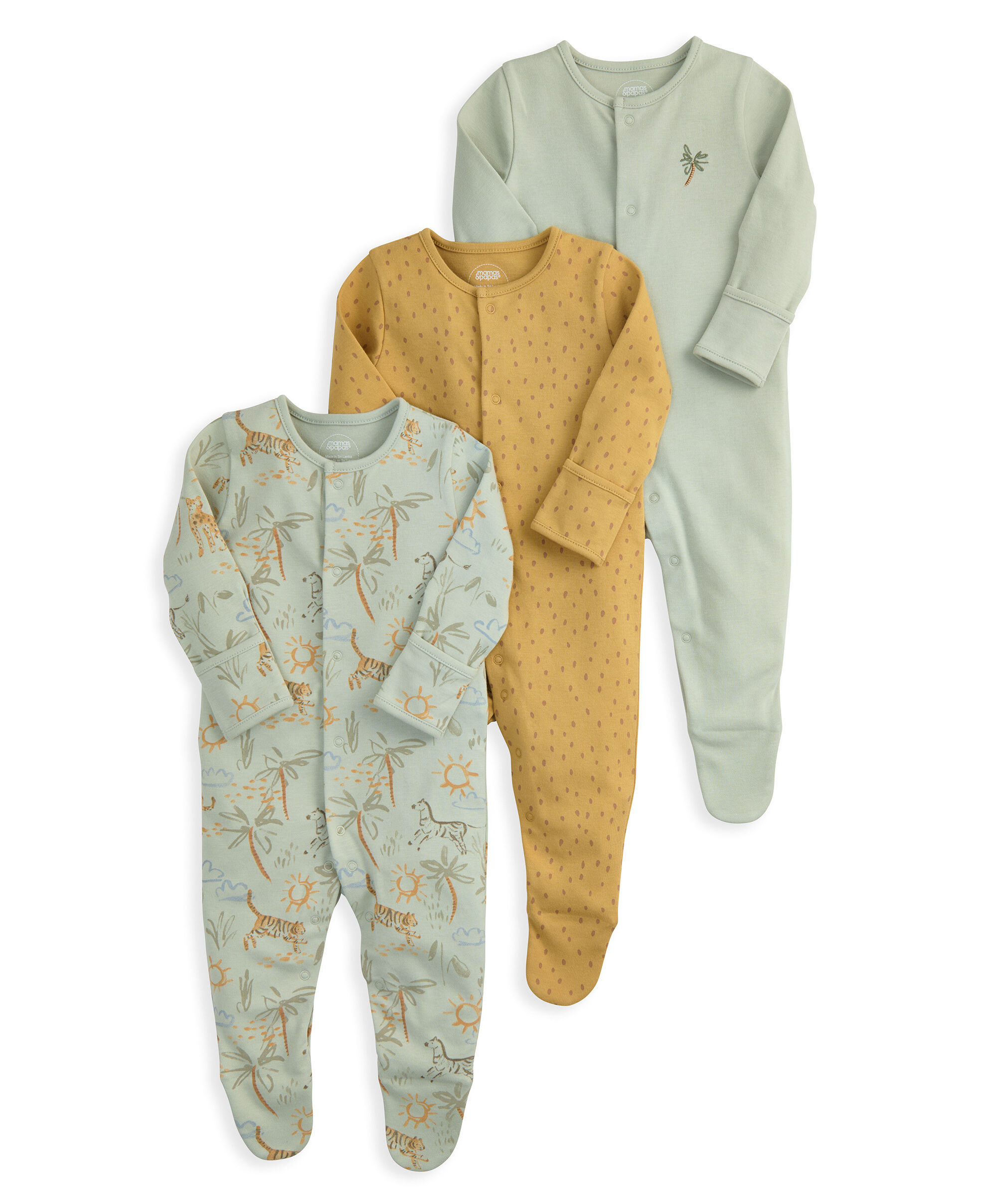 Safari Sleepsuits (Pack of 3) image number 2