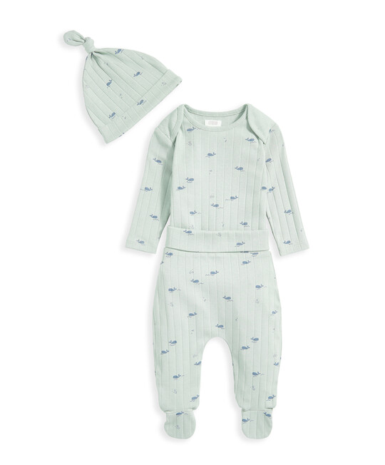 Whale Outfit Set Sleepsuits (Set of 3) - Green image number 2