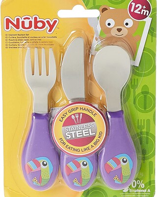 Nuby Stainless Steel Spoon, Fork & Knife