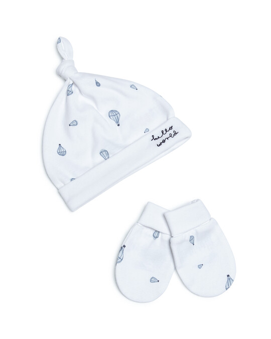 Balloon Print Hat & Mitts - 2 Piece Set image number 1
