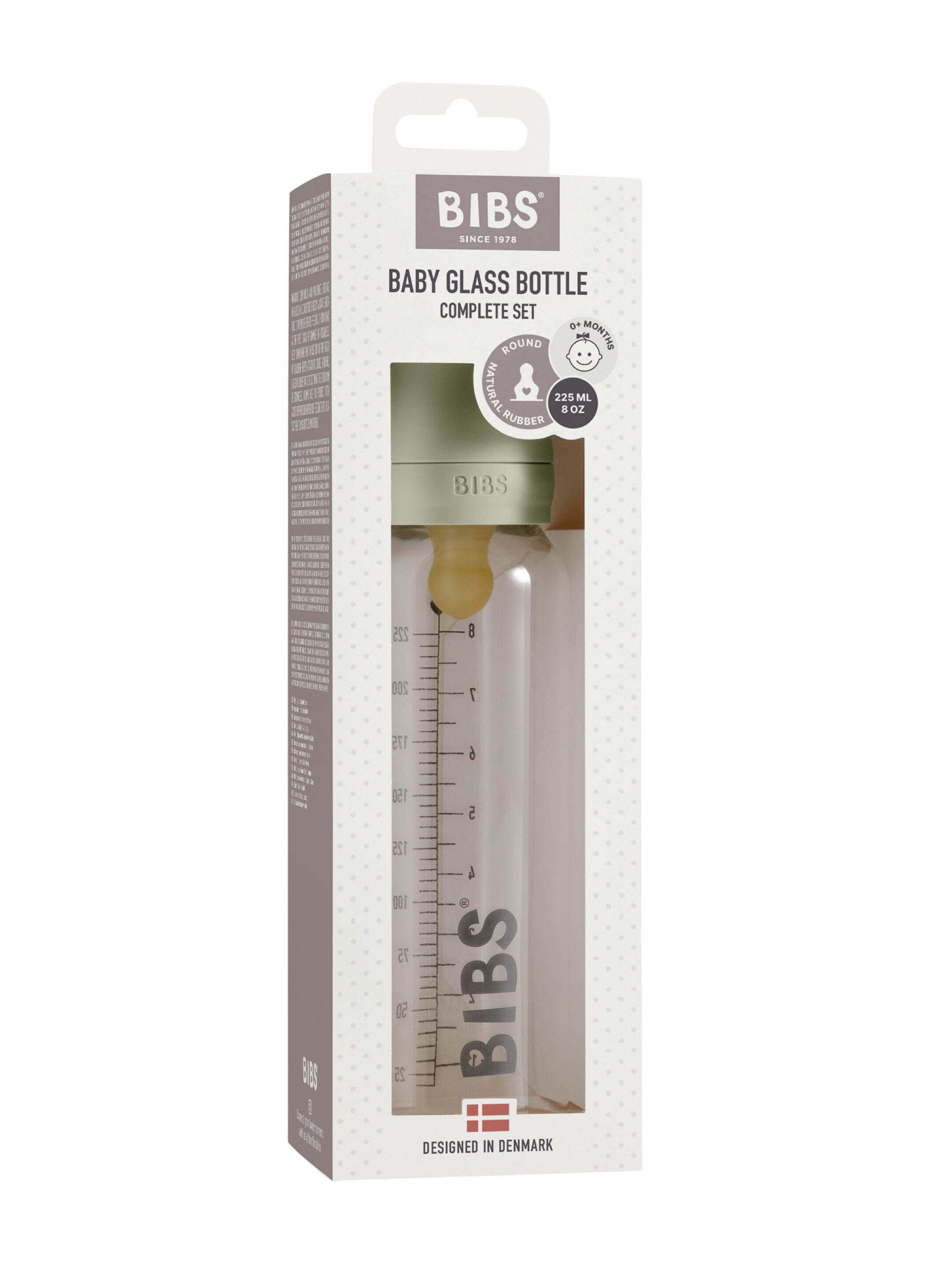 Bibs Baby Glass Bottle - Sage (225ml)  image number 2