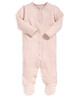 Organic Pink Ribbed Sleepsuit image number 1