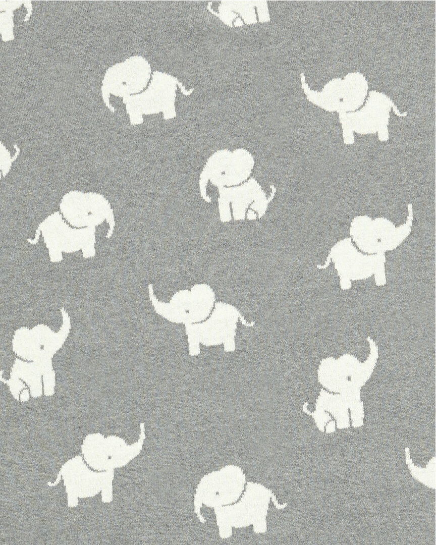 Welcome To The World Knitted Elephant Blanket - Grey image number 2