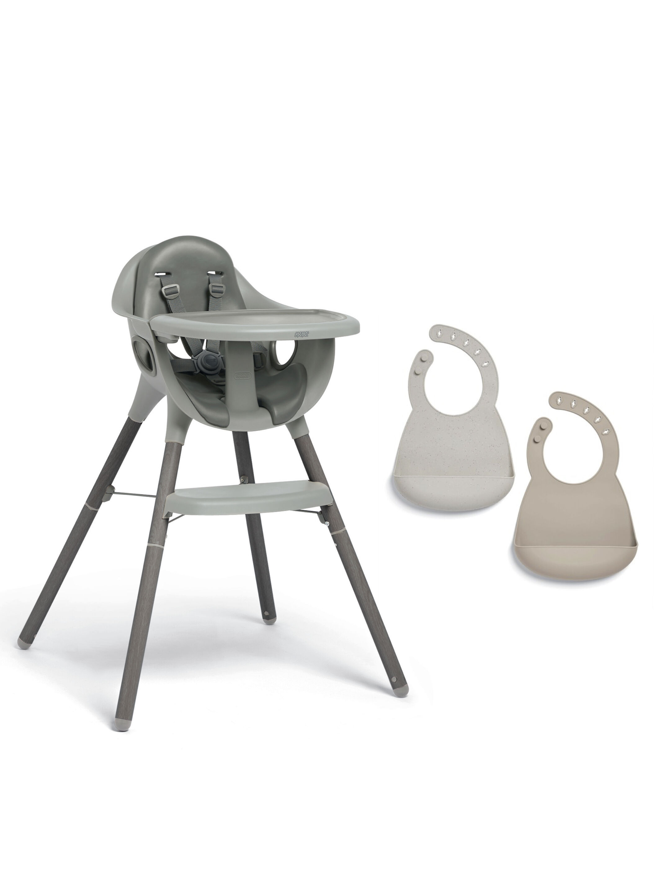 Juice High Chair with Silicone Bibs Set - Washed Grey image number 1