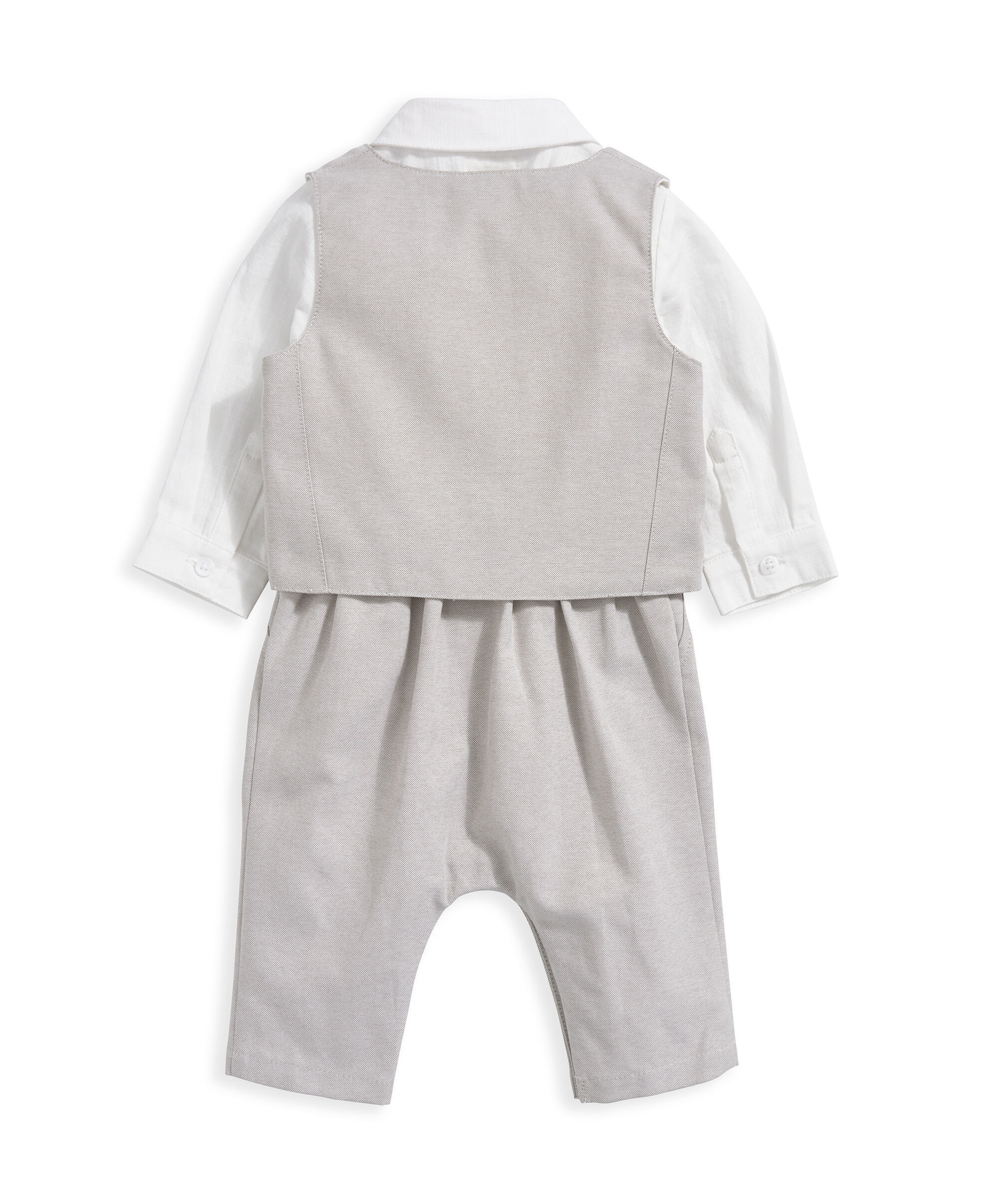 Linen Waistcoat Mock Romper - Cream image number 3
