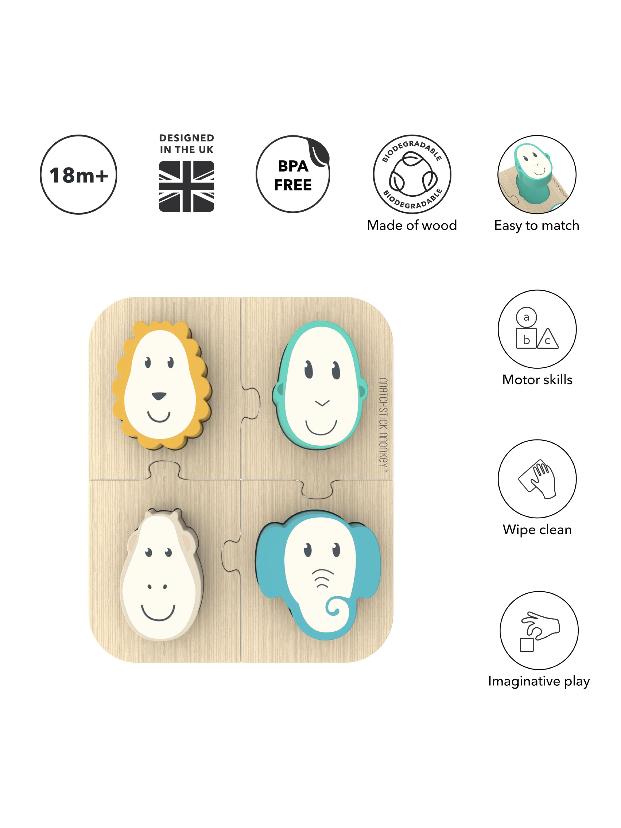 Matchstick Monkey Animal Puzzle & Matching Game image number 3