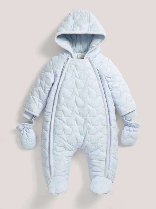 Quilted Pramsuit Blue- New Born image number 2