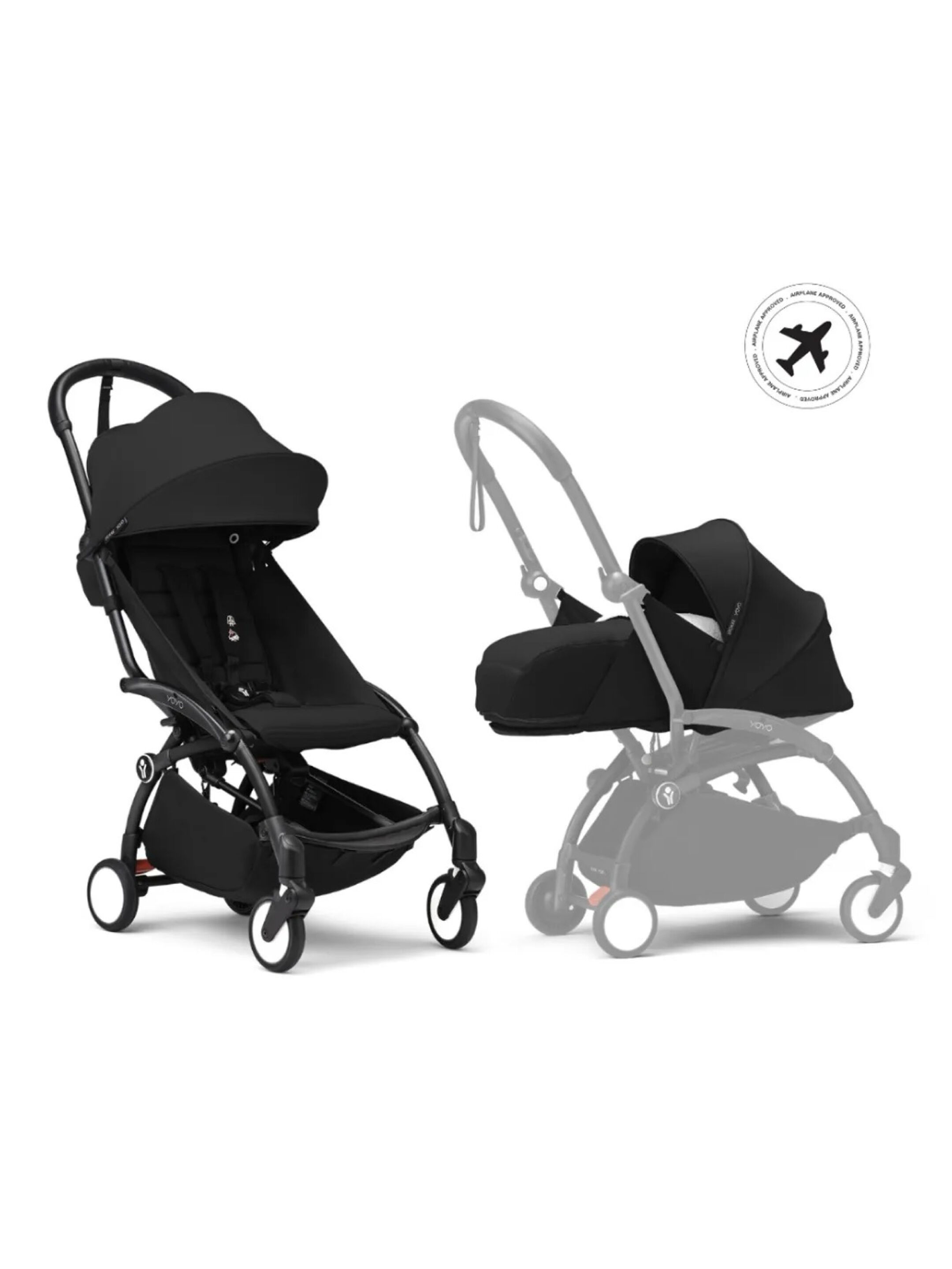 Stokke YOYO3 Full Stroller with Black Frame, 0+ Newborn and 6+ Color Pack - Aqua (3 pieces)