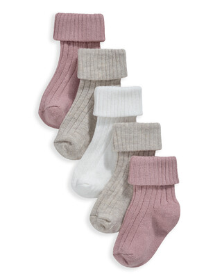 5 Pack Ribbed Socks Pink