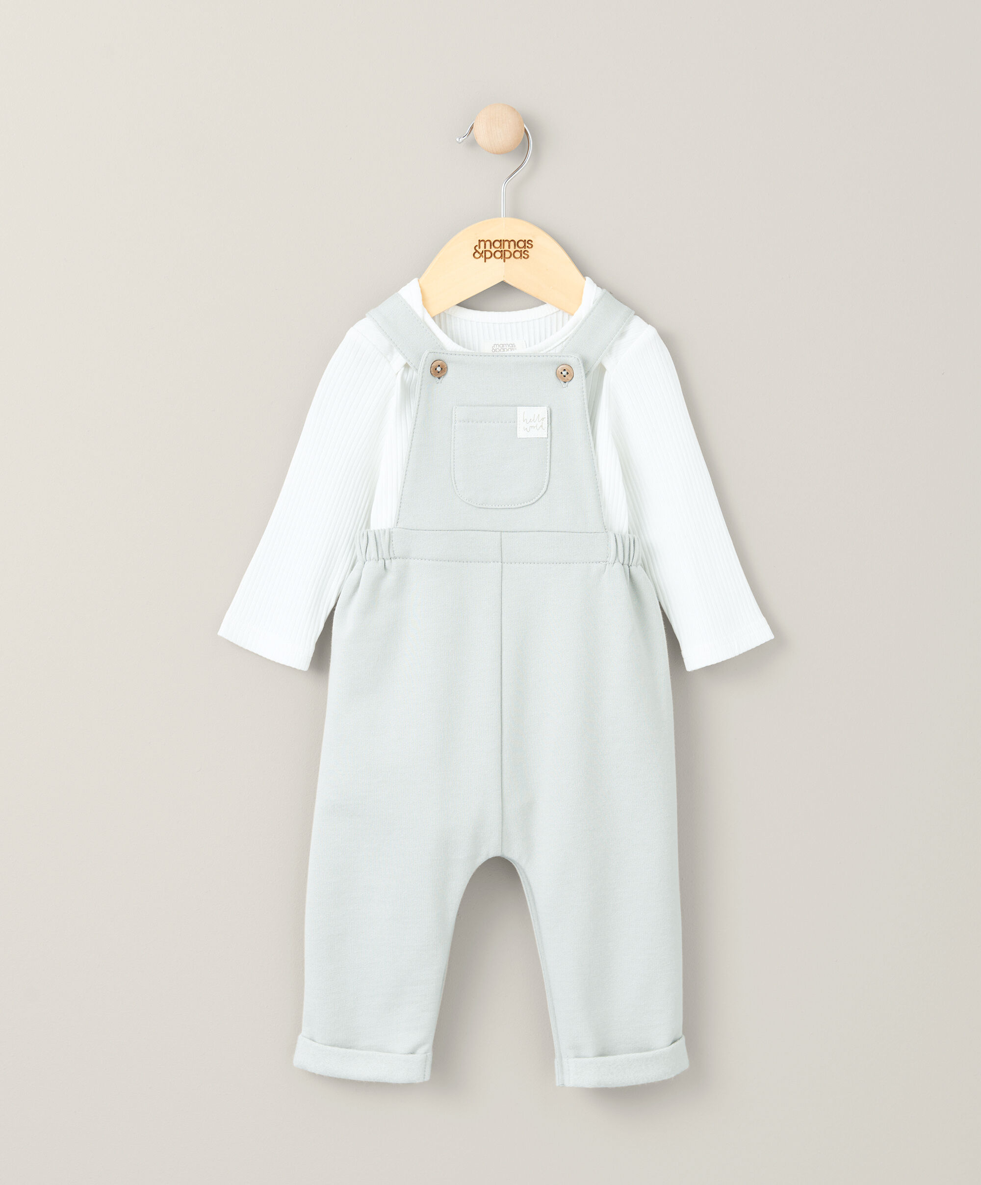 Bodysuit & Jersey Dungarees Outfit Set - Green image number 5