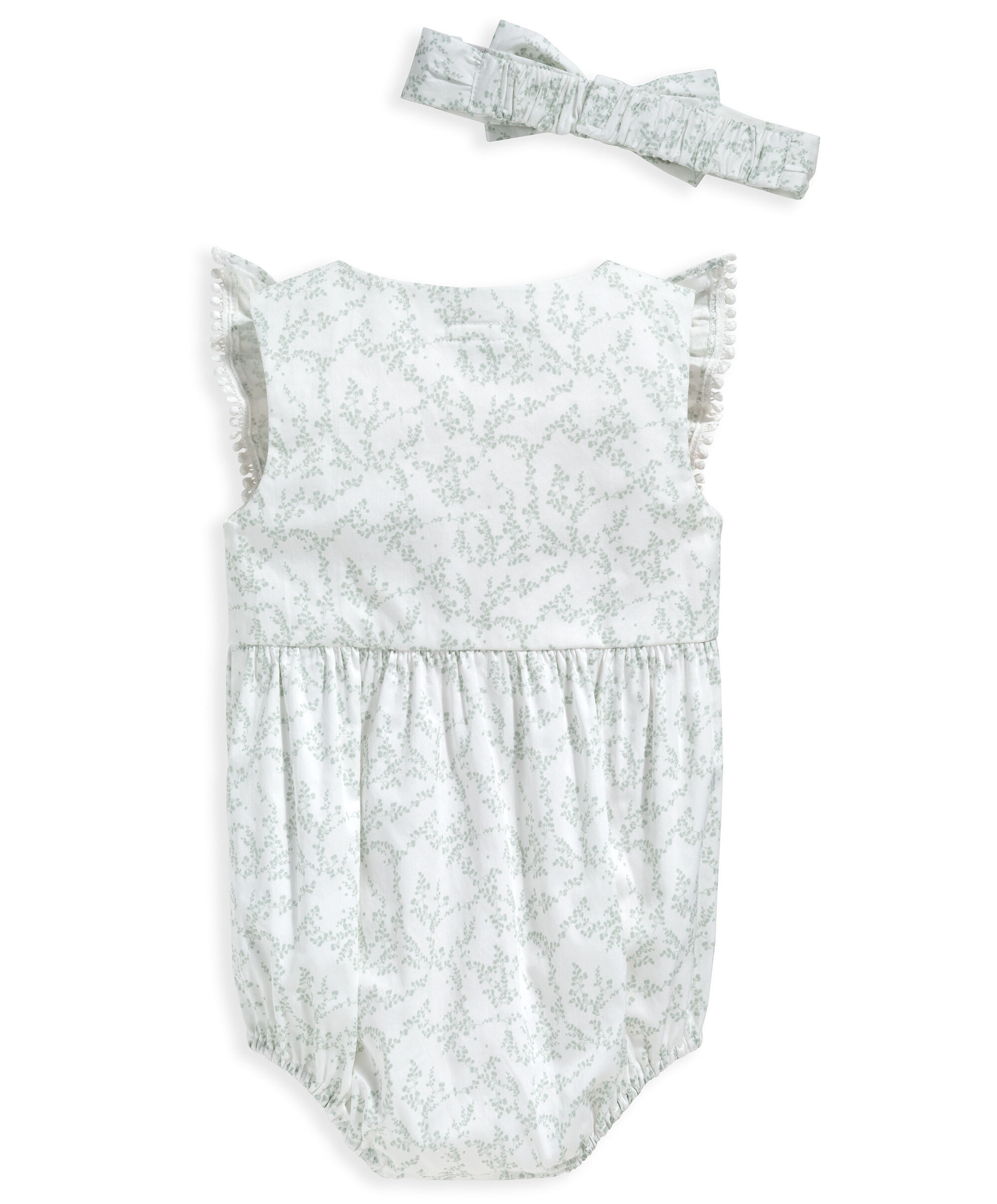 Sprig Print Romper & Headband - Cream image number 2