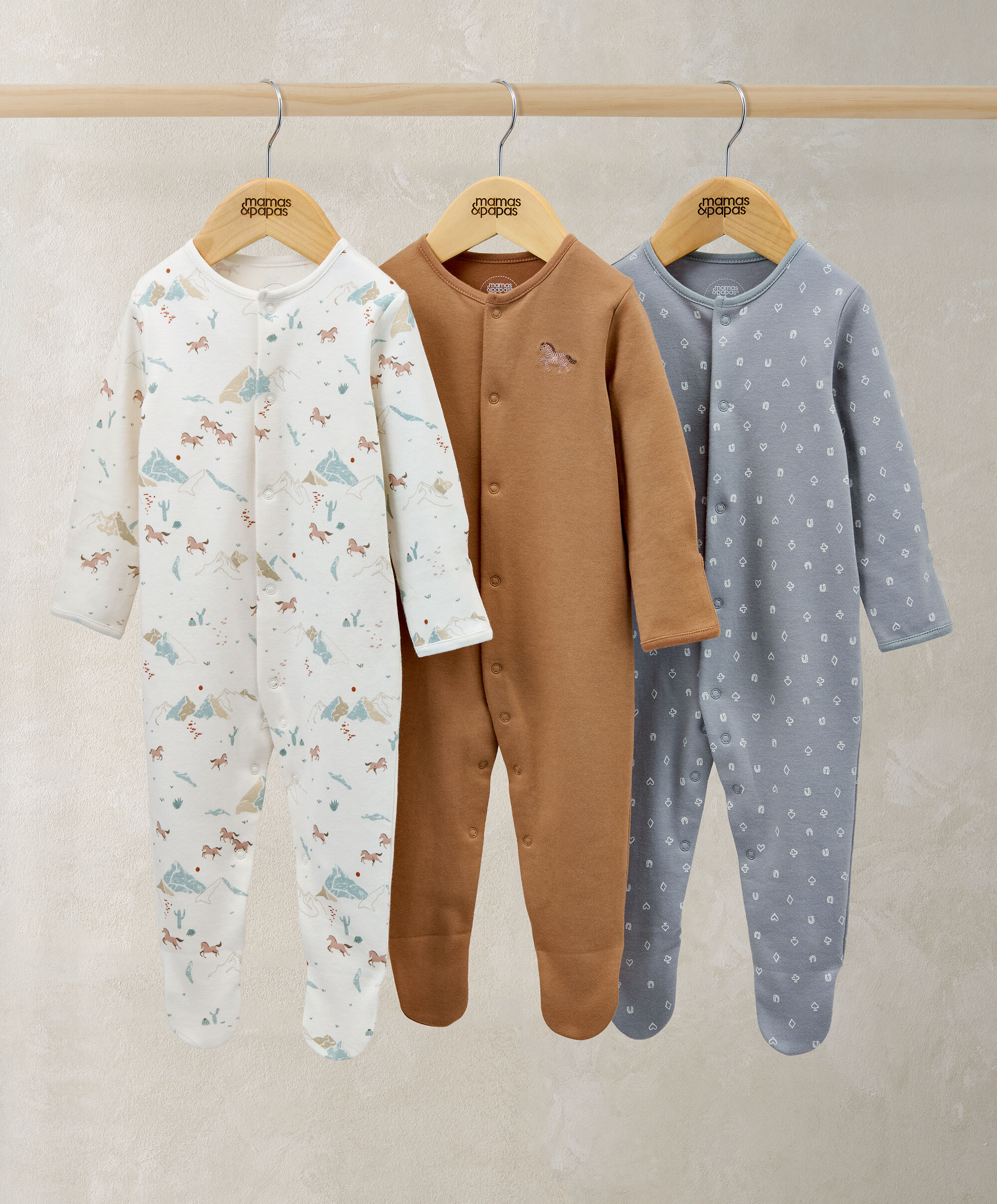 Sleepsuits (Pack of 3) - Rodeo Cards & Horse image number 1