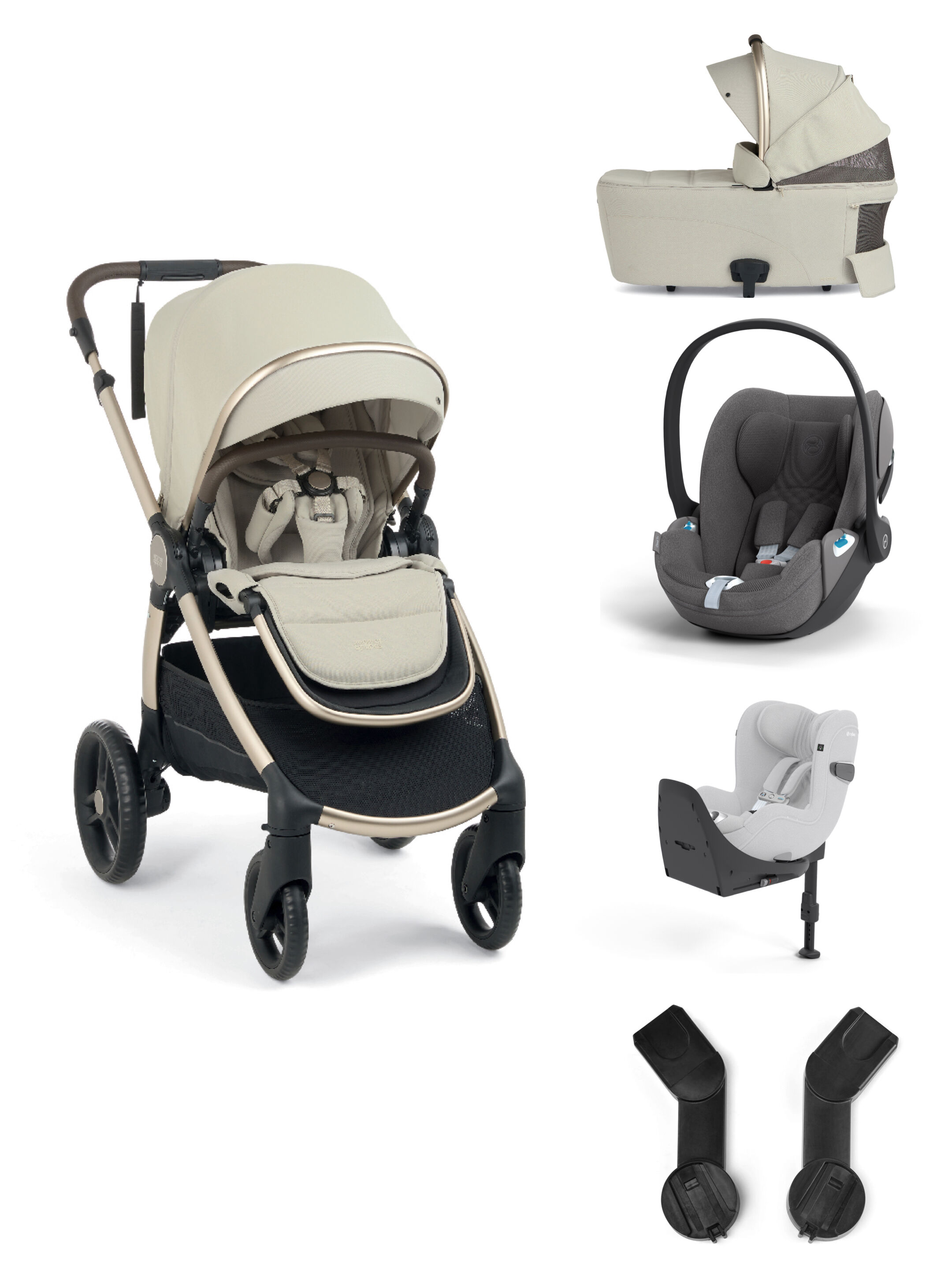 Ocarro 2 Pushchair and Carrycot Bundle with Cybex Cloud T i-Size Car Seat and Base (5Pieces) - Eclipse