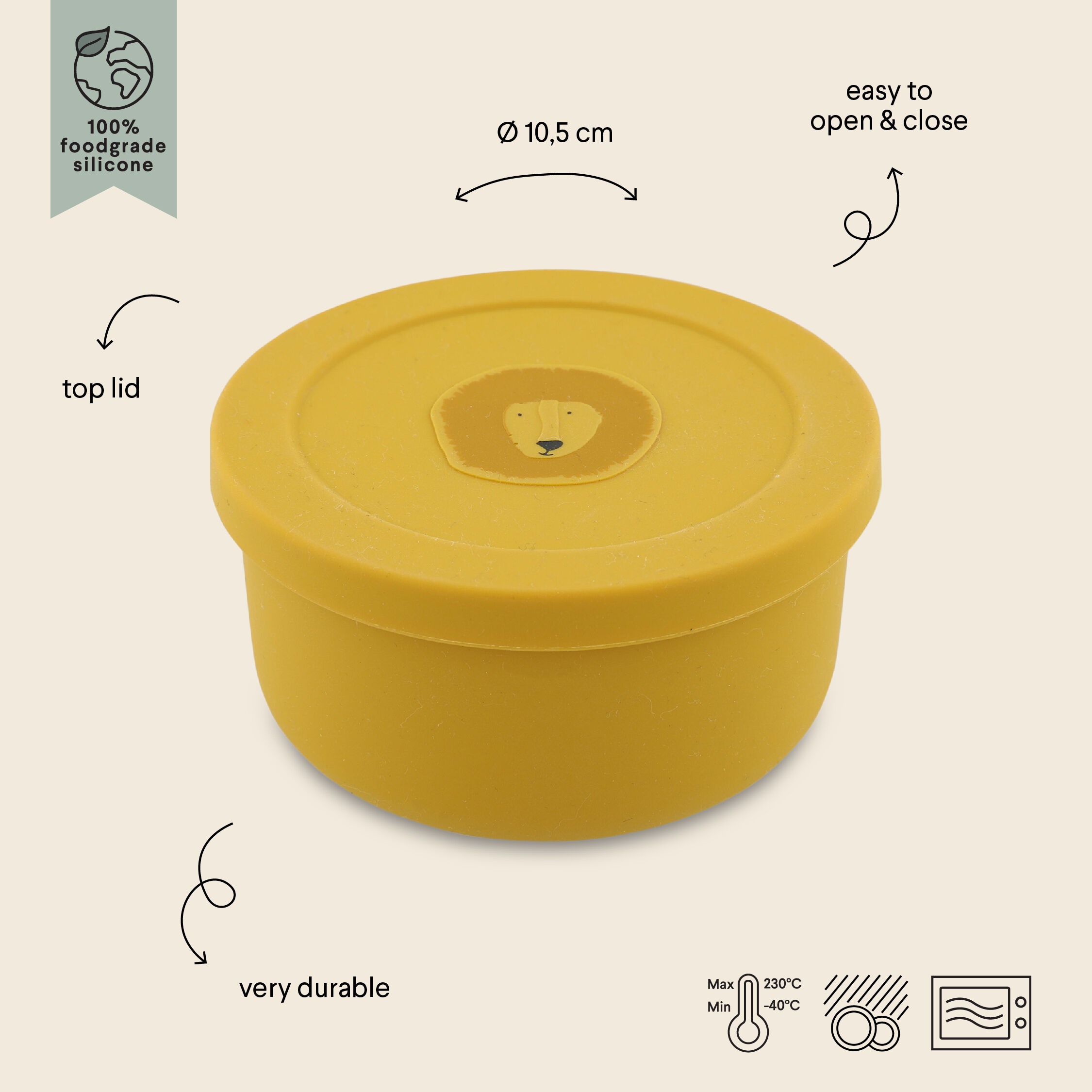 Trixie Silicone Snack Box with Lid Mr. Lion - Yellow image number 4