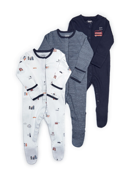 London Jersey Sleepsuits - 3 Pack image number 1