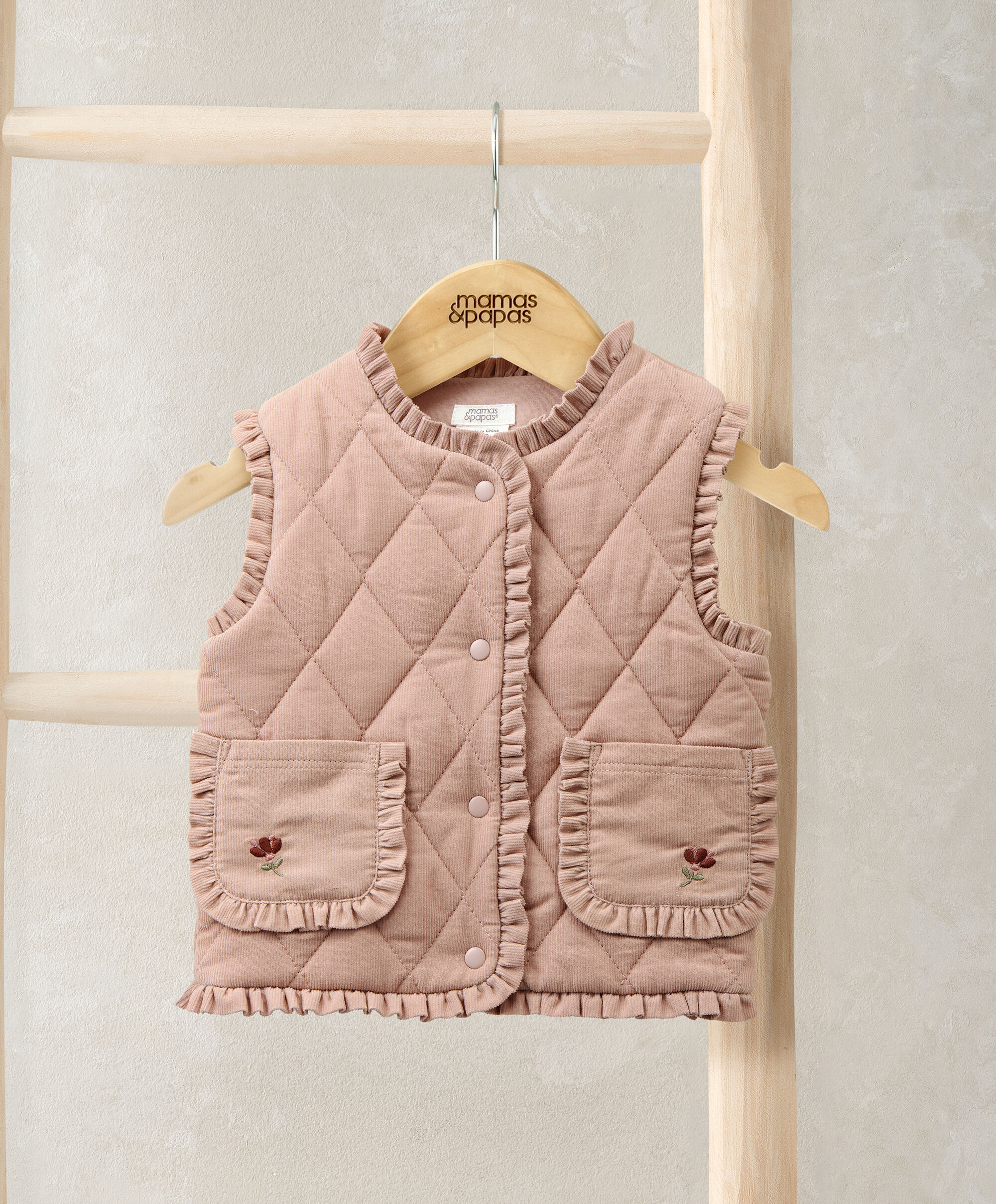 Pink Cord Quilted Gilet image number 1