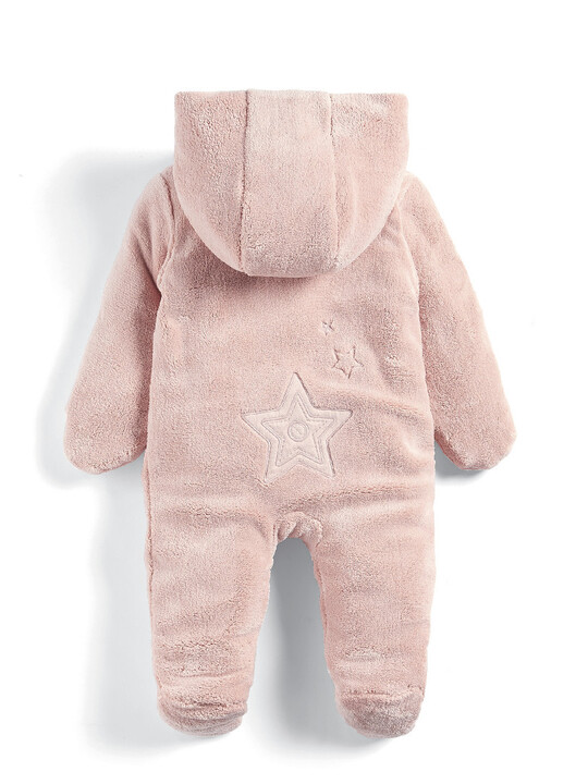 Soft Faux Fur Star Design Pramsuit Pink- 0-3 image number 2