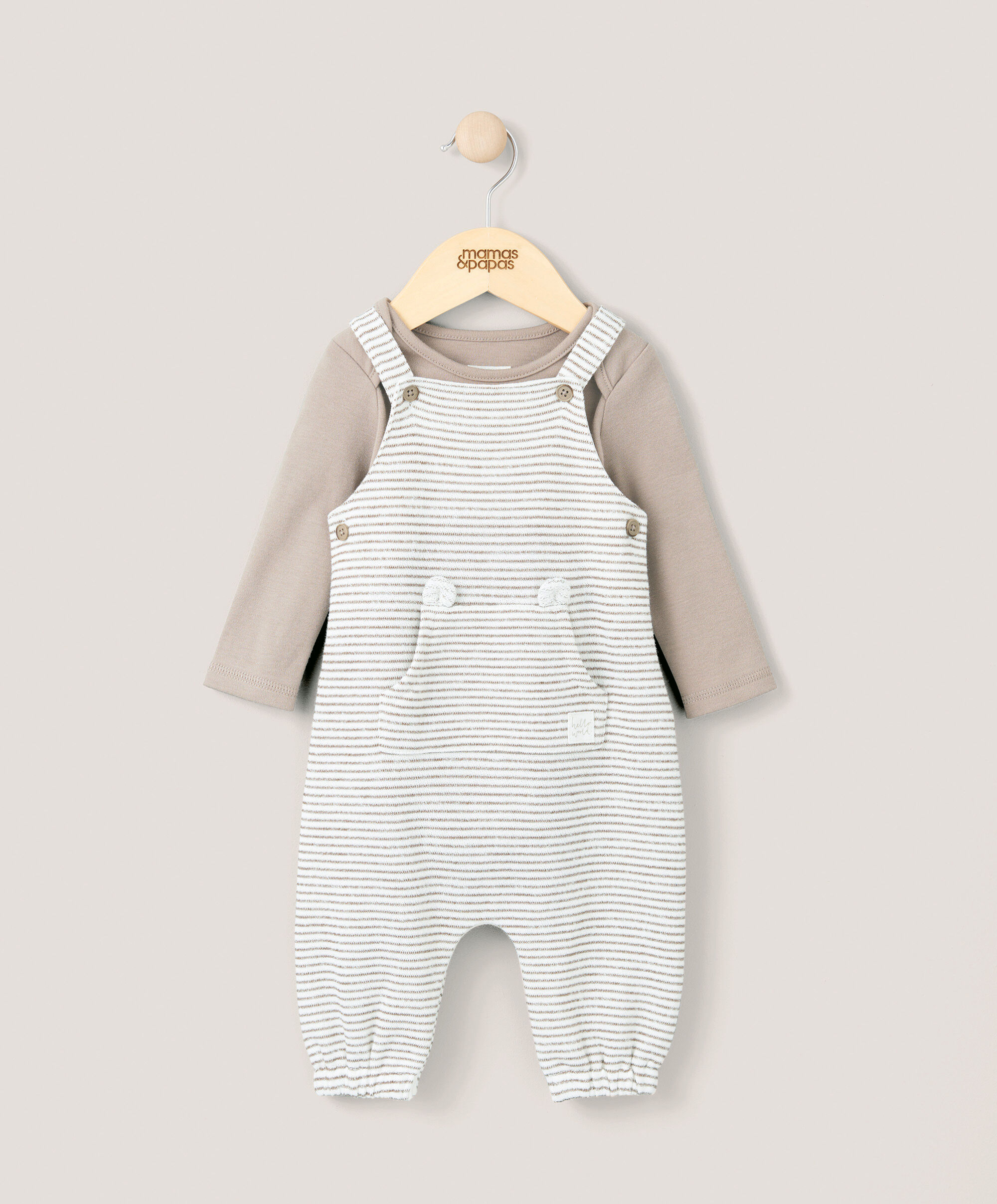 Stripe Dungarees &amp; Bodysuit Outfit Set image number 1