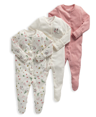 Mouse Jersey Cotton Sleepsuits 3 Pack