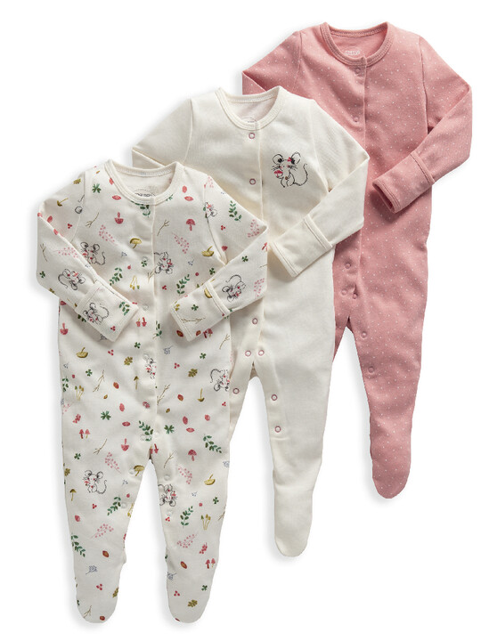 Mouse Jersey Cotton Sleepsuits 3 Pack image number 1