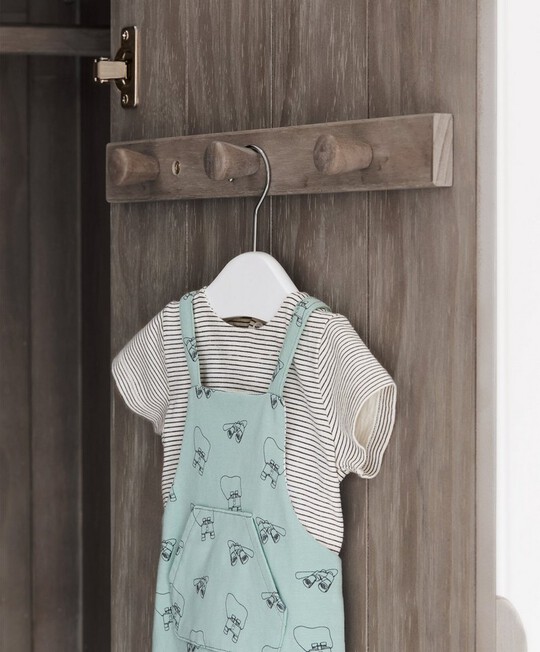 Franklin 2 Door Kids Wardrobe with Drawer - Grey Wash image number 5