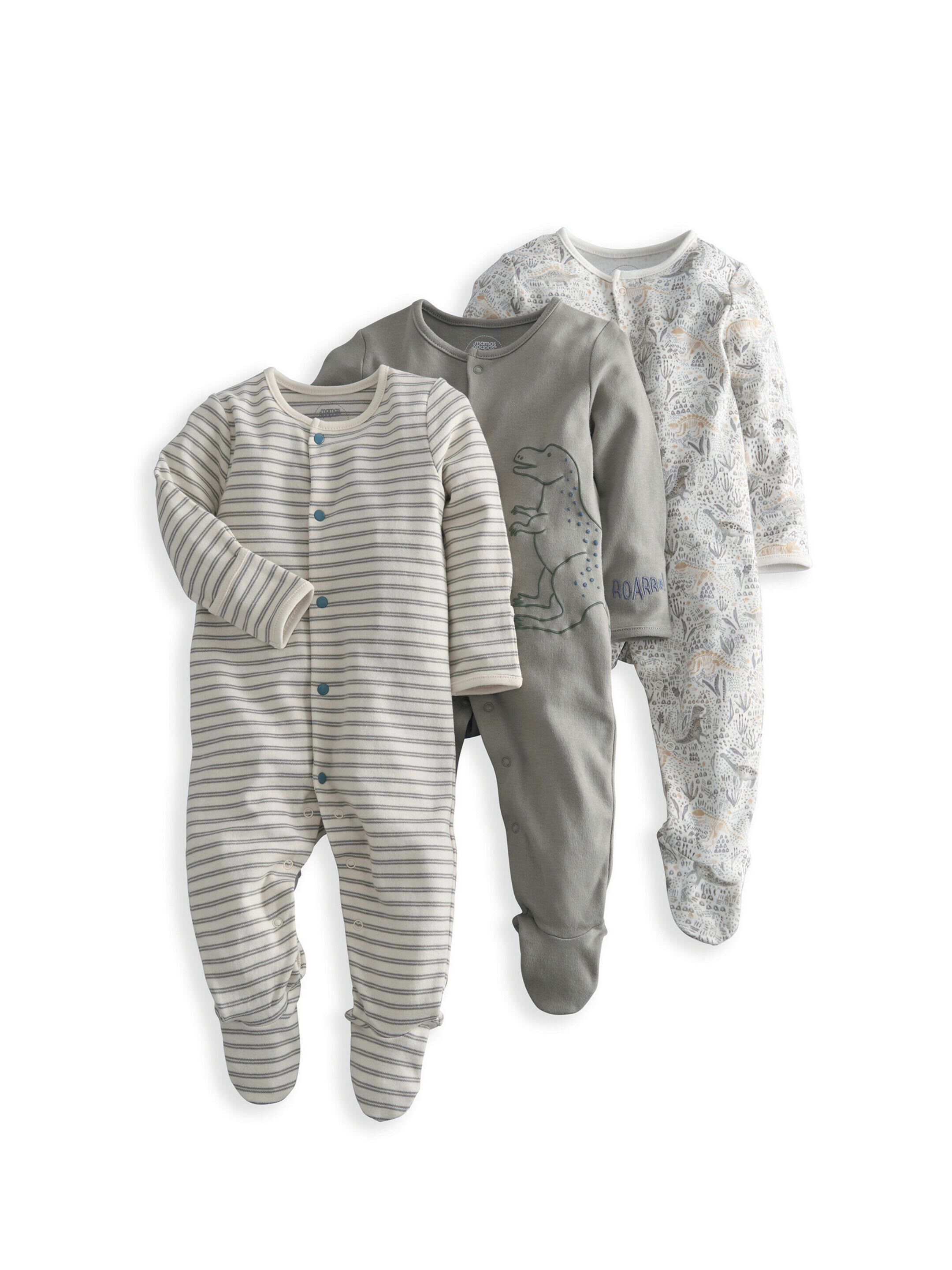 3Pk Born to Roar Sleepsuits image number 2
