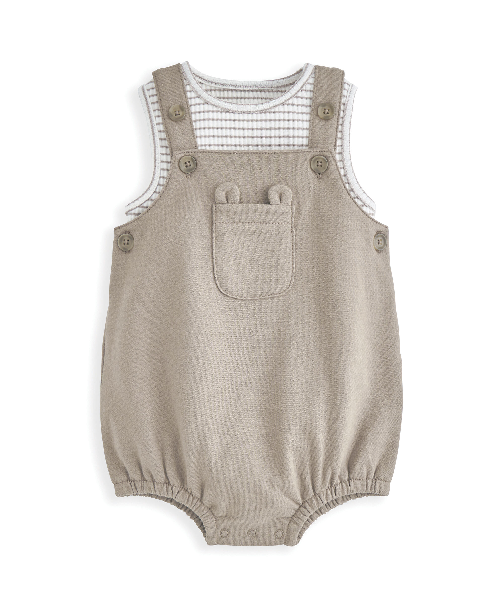 2 Piece Dungaree & Striped Bodysuit image number 2