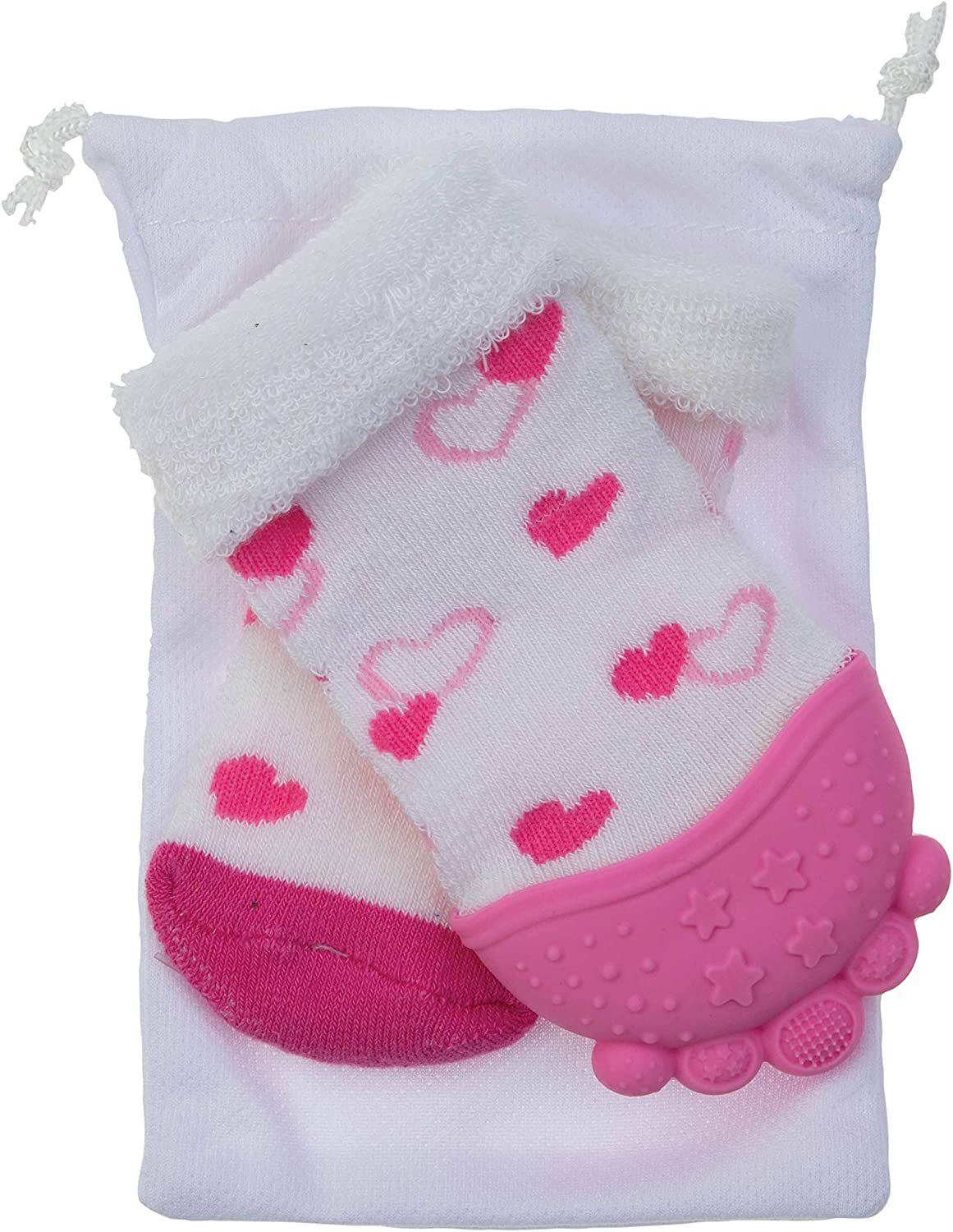 Nuby Teething Socks , 1 pack ( 1 Teething sock, 1 regular sock, 1 hygienic travel bag ) image number 4