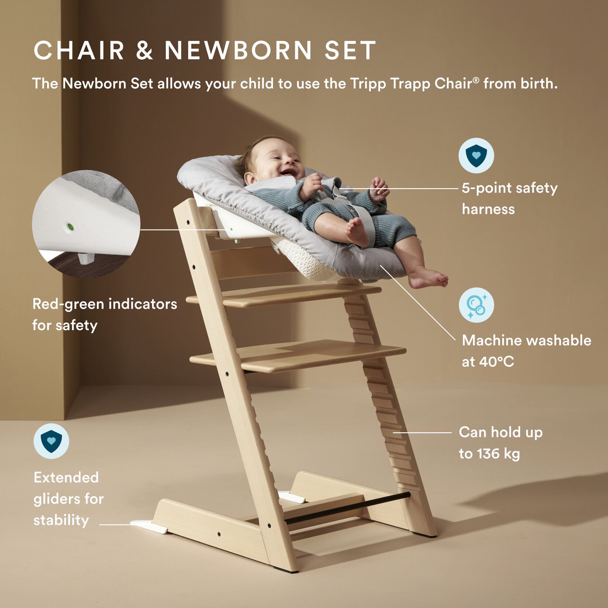 Stokke Tripp Trapp Chair + Baby & Newborn Set Bundle - Glacier Green (3 pieces) image number 3