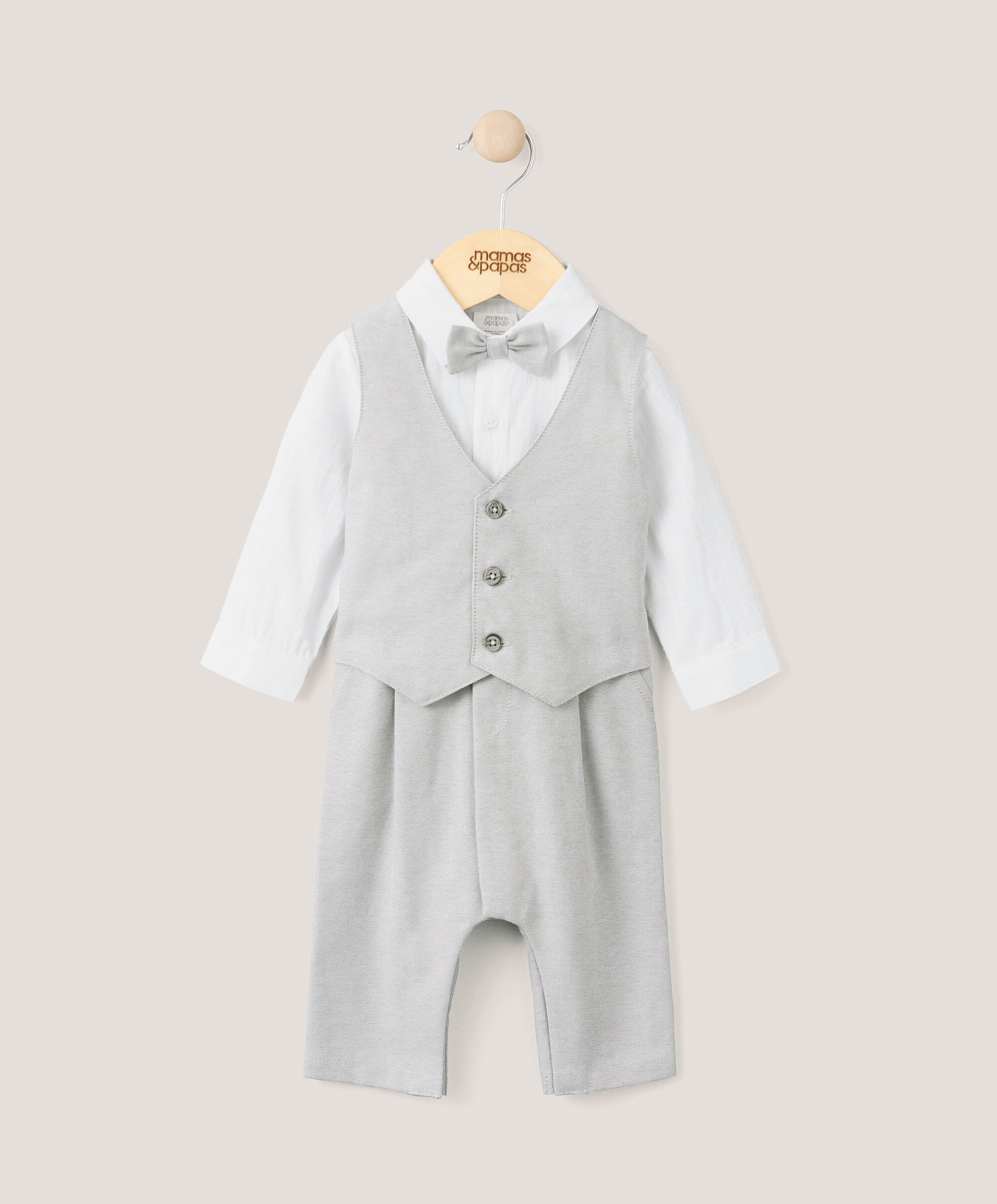 Linen Waistcoat Mock Romper - Cream